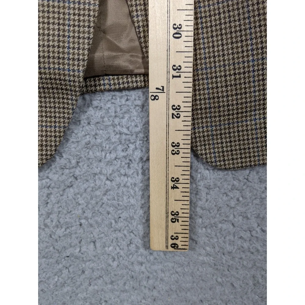 Lauren Ralph Lauren Silk Wool Sport Coat Mens 46R Brown Houndstooth Quiet Luxury